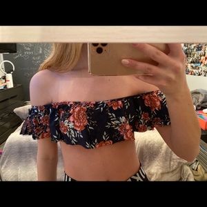 Floral Off the Shoulder bathing suit top